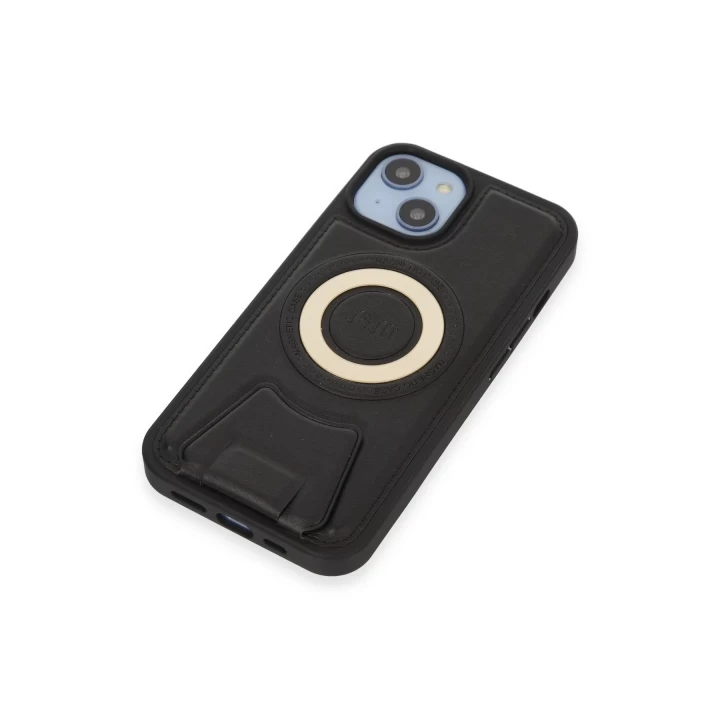 iPhone 14 Kılıf Merkür Magneticsafe Standlı Kapak - Siyah