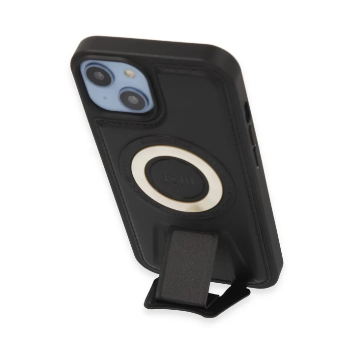 iPhone 14 Kılıf Merkür Magneticsafe Standlı Kapak - Siyah