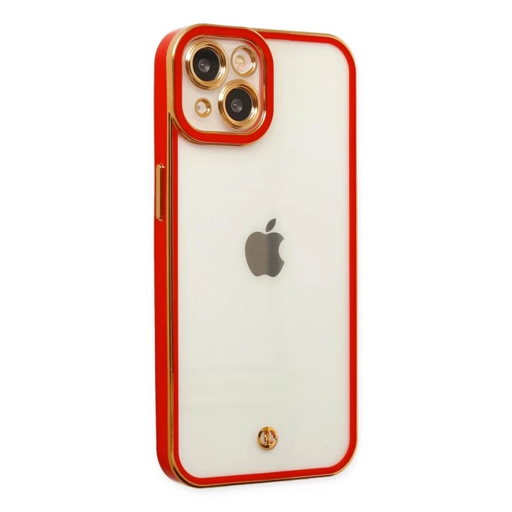 iPhone 14 Plus Kılıf Liva Lens Silikon - Kırmızı