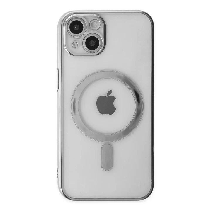 iPhone 14 Plus Kılıf Magneticsafe Lazer Silikon - Gümüş