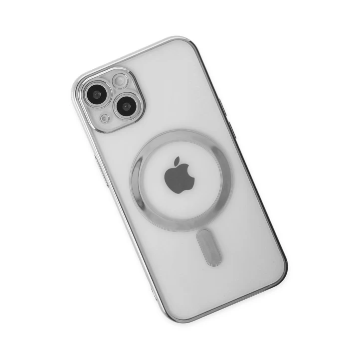 iPhone 14 Plus Kılıf Magneticsafe Lazer Silikon - Gümüş