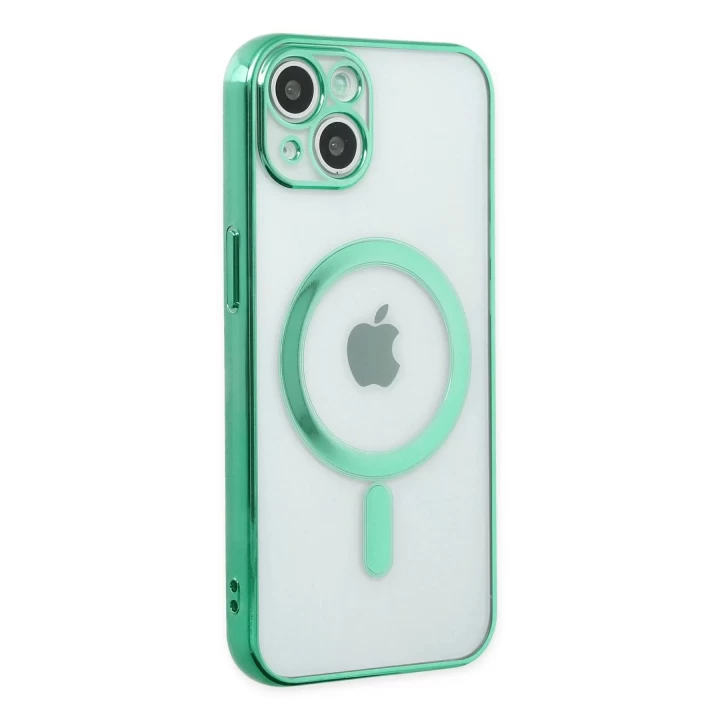 iPhone 14 Plus Kılıf Magneticsafe Lazer Silikon - Haki Yeşil
