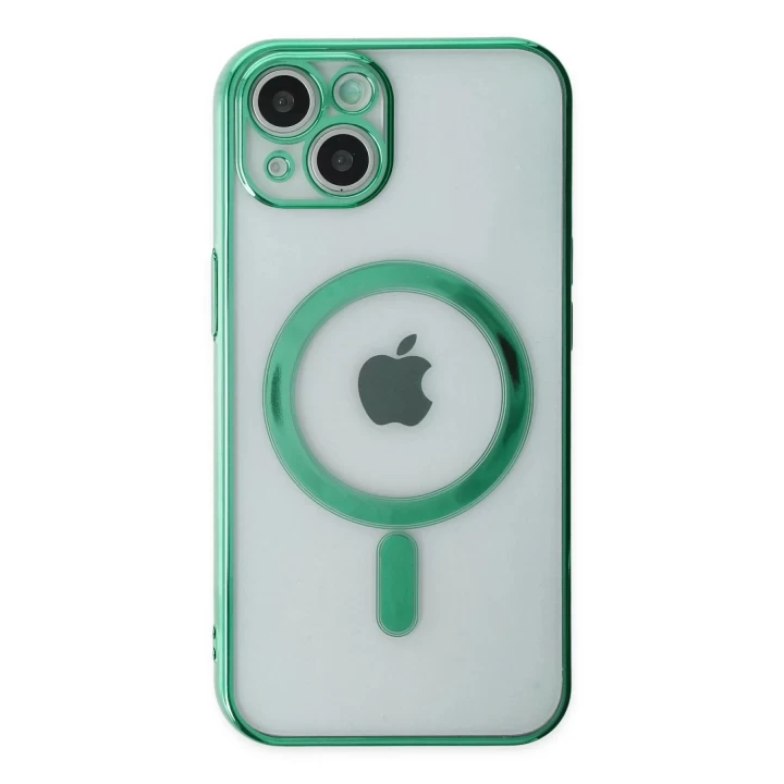 iPhone 14 Plus Kılıf Magneticsafe Lazer Silikon - Haki Yeşil