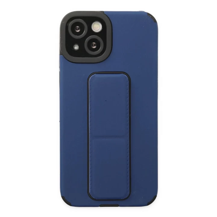 iPhone 14 Plus Kılıf Mega Standlı Silikon - Mavi