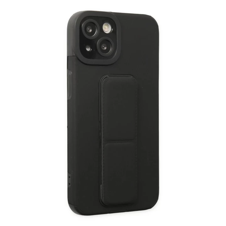 iPhone 14 Plus Kılıf Mega Standlı Silikon - Siyah