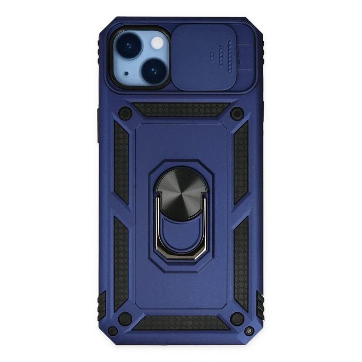 iPhone 14 Plus Kılıf Pars Lens Yüzüklü Silikon - Lacivert