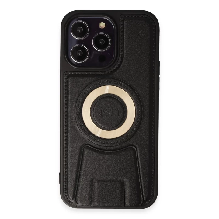 iPhone 14 Pro Kılıf Merkür Magneticsafe Standlı Kapak - Siyah