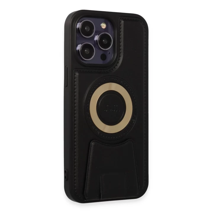 iPhone 14 Pro Kılıf Merkür Magneticsafe Standlı Kapak - Siyah