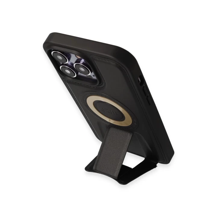 iPhone 14 Pro Kılıf Merkür Magneticsafe Standlı Kapak - Siyah