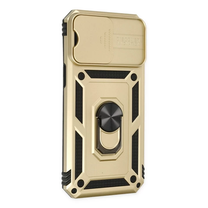 iPhone 14 Pro Kılıf Pars Lens Yüzüklü Silikon - Gold