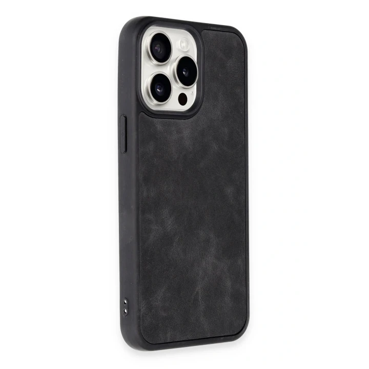 iPhone 14 Pro Max Kılıf Aras Deri Kapak - Siyah