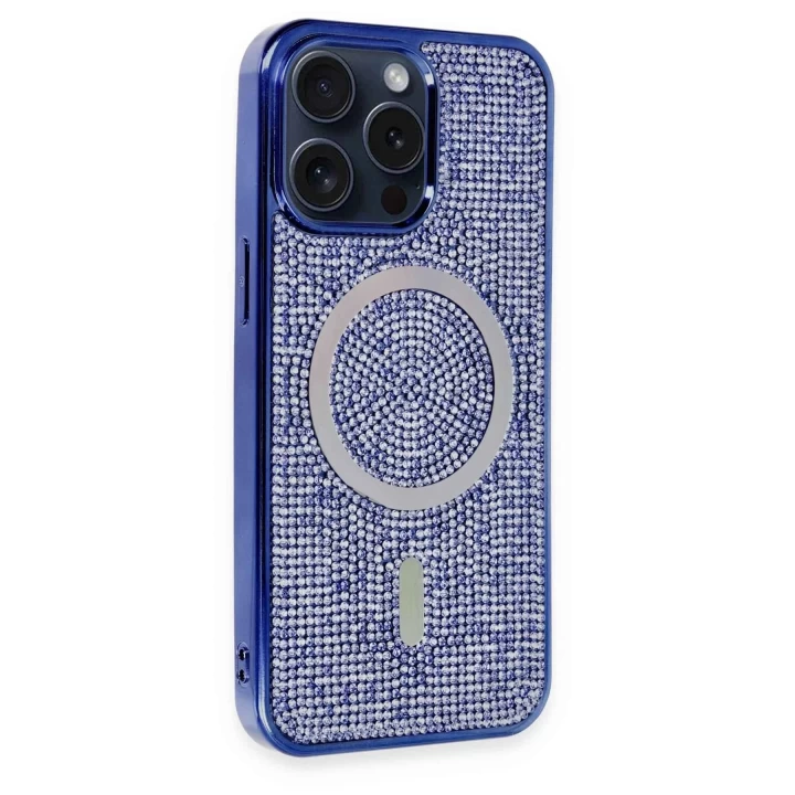 iPhone 14 Pro Max Kılıf Diamond Magsafe Kapak - Lacivert