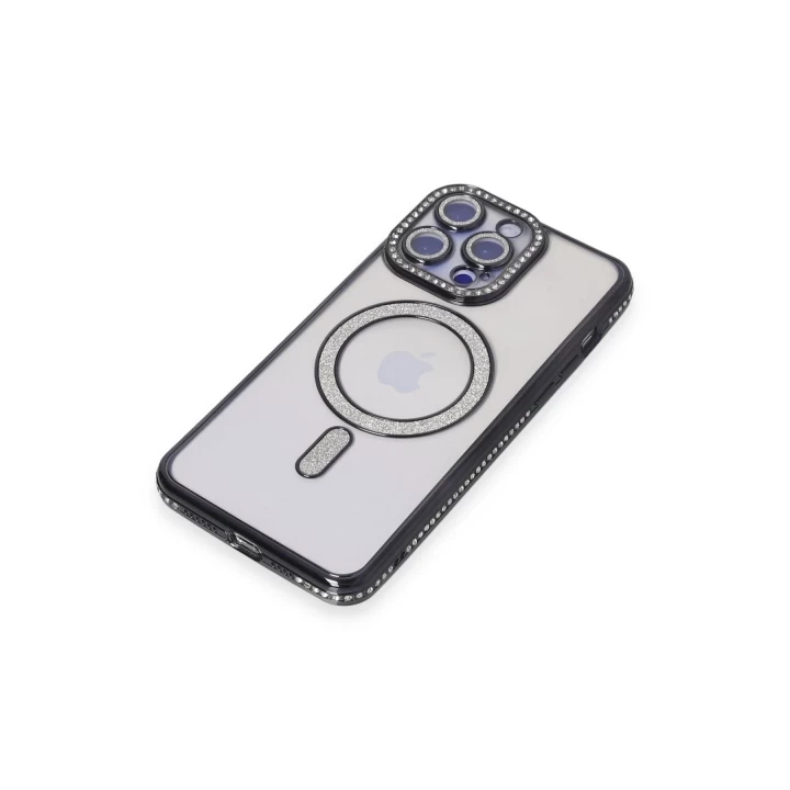 iPhone 14 Pro Max Kılıf Joke Simli Magneticsafe Kılıf - Siyah