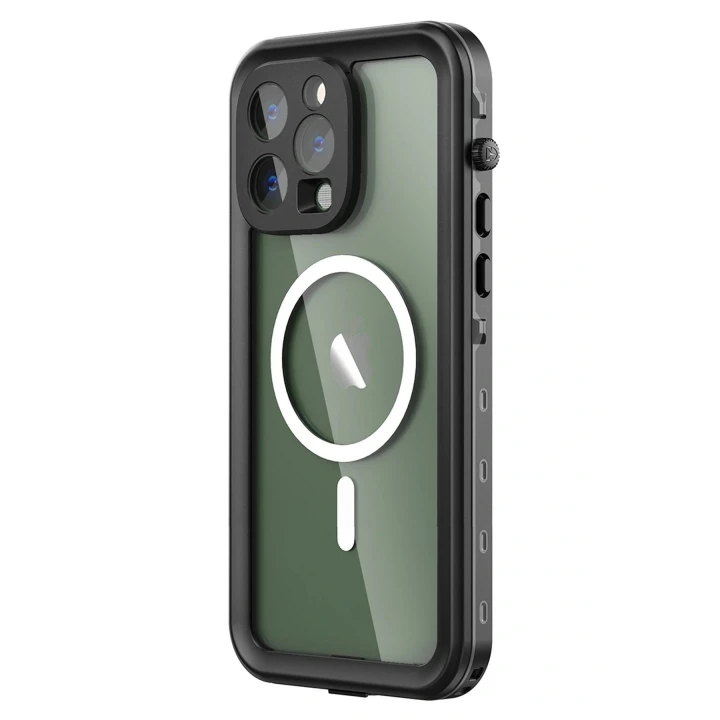 iPhone 14 Pro Max Kılıf Red Pepper Magneticsafe Su Geçirmez Kılıf - Siyah-Gri