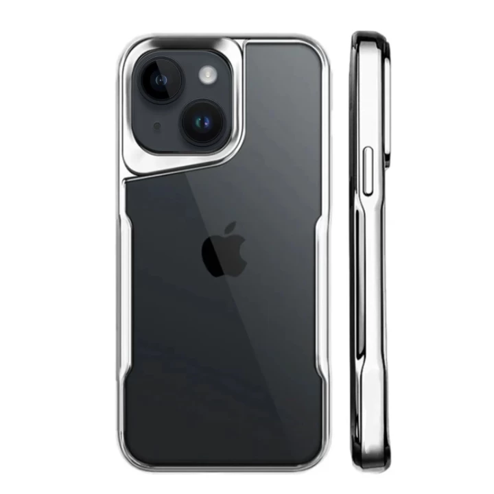 iPhone 15 Kılıf Boyi Silikon Kapak - Gümüş