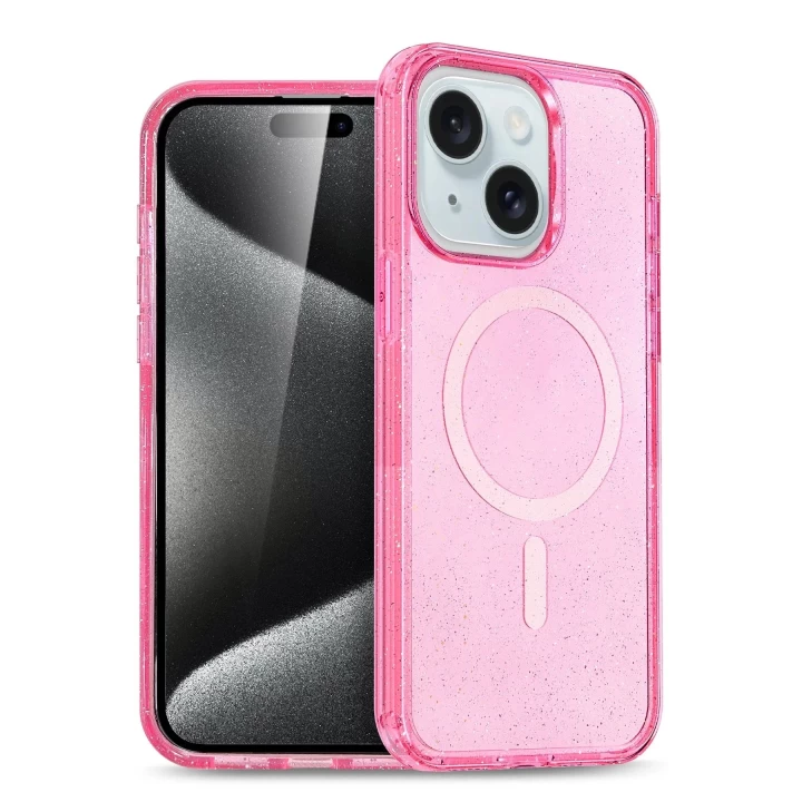 iPhone 15 Plus Kılıf Glow Magsafe Kapak - Pembe