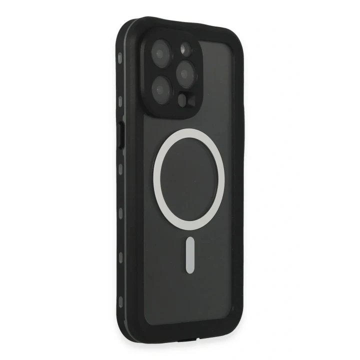 iPhone 15 Pro Kılıf Red Pepper Magneticsafe Su Geçirmez Kılıf - Siyah-Gri