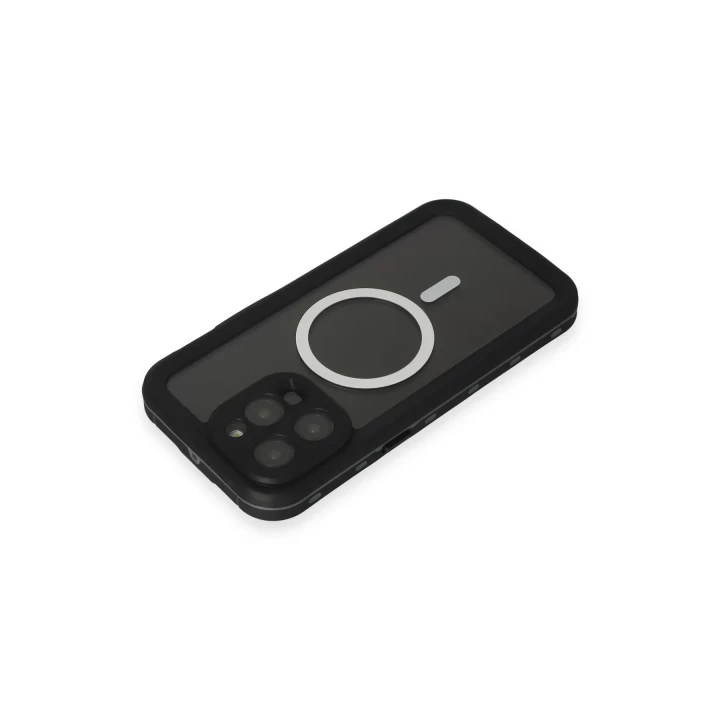 iPhone 15 Pro Kılıf Red Pepper Magneticsafe Su Geçirmez Kılıf - Siyah-Gri