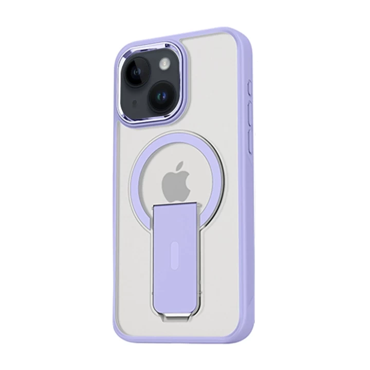 iPhone 15 Tork Magsafe Standlı Kapak - Lila