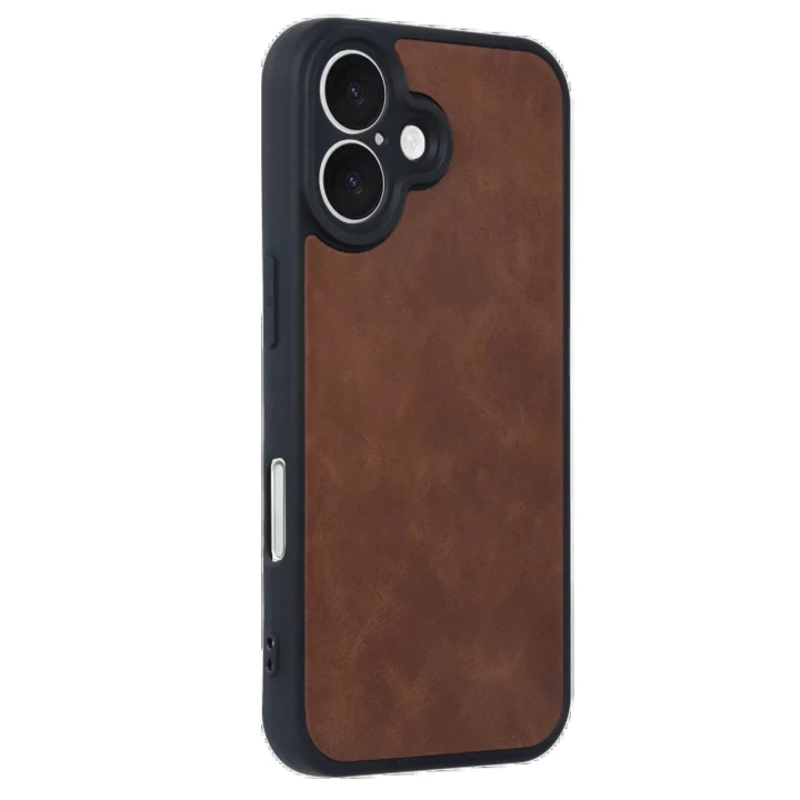 iPhone 16 Kılıf Aras Deri Kapak - Taba