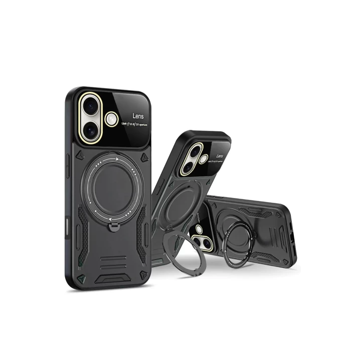 iPhone 16 Kılıf Joy Lens Standlı Kapak - Mor