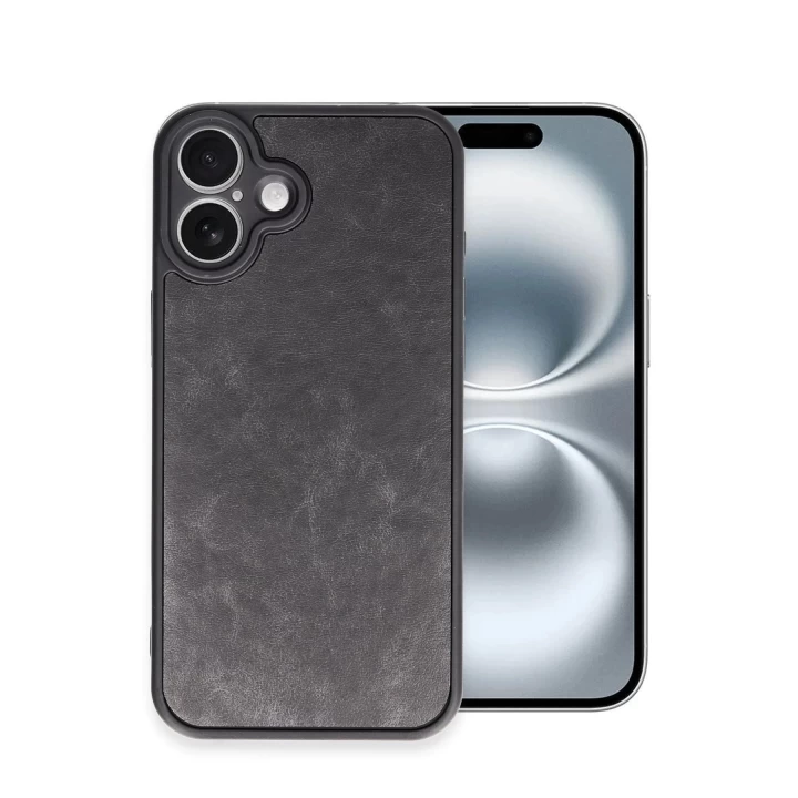 iPhone 16 Plus Kılıf Aras Deri Kapak - Siyah