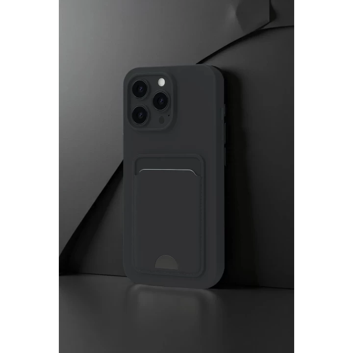 iPhone 16 Plus Kılıf Kelvin Kartvizitli Silikon - Siyah