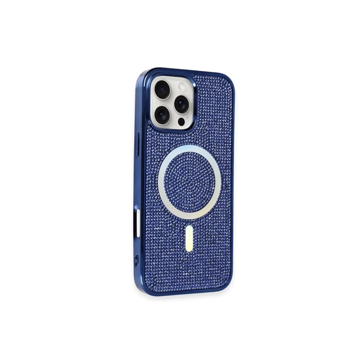 iPhone 16 Pro Kılıf Diamond Magsafe Kapak - Lacivert