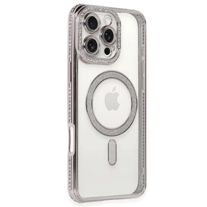 iPhone 16 Pro Kılıf Joke Simli Magneticsafe Kılıf - Pembe