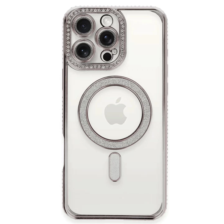 iPhone 16 Pro Kılıf Joke Simli Magneticsafe Kılıf - Pembe