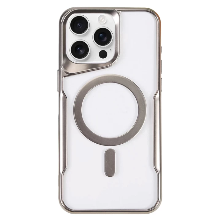iPhone 16 Pro Max Kılıf Boyi Magsafe Silikon Kapak - Gümüş