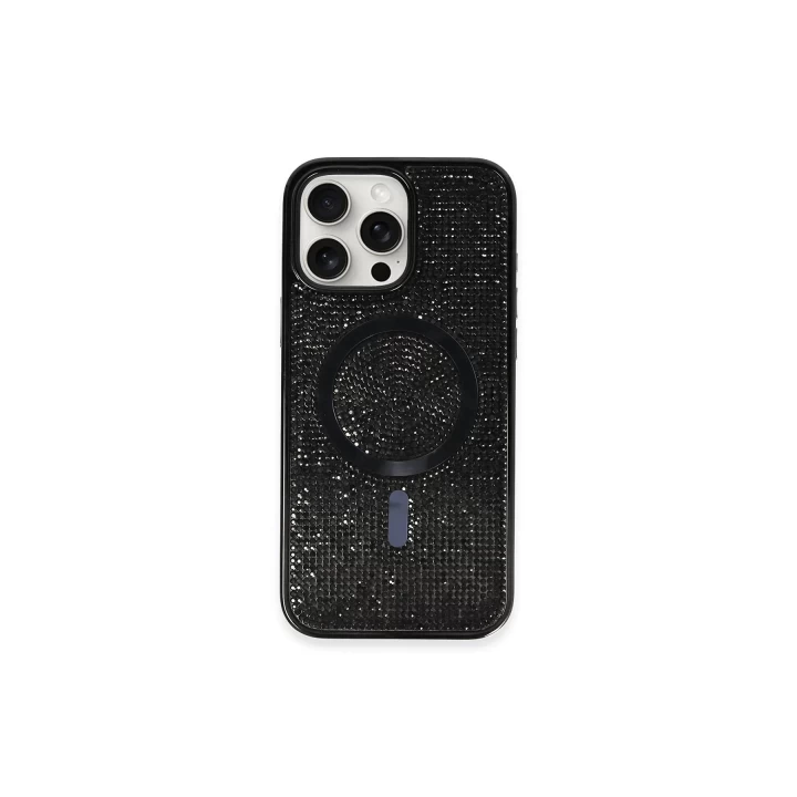 iPhone 16 Pro Max Kılıf Diamond Magsafe Kapak - Siyah