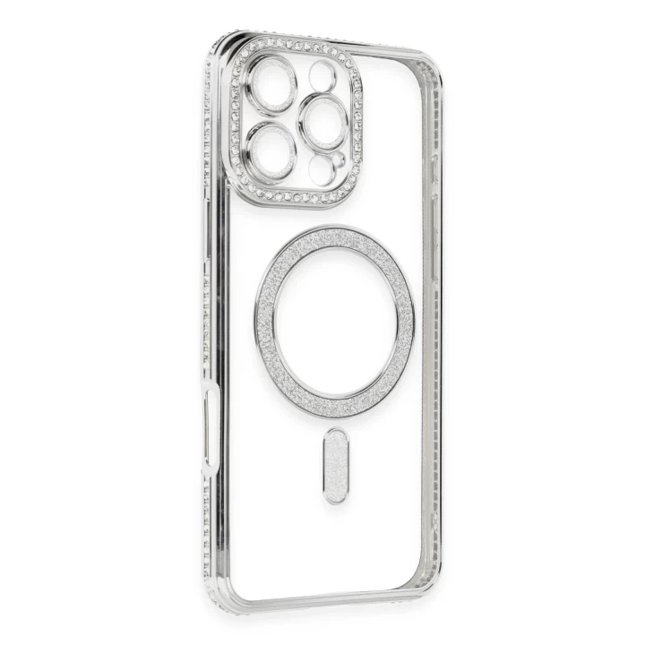 iPhone 16 Pro Max Kılıf Joke Simli Magneticsafe Kılıf - Gümüş