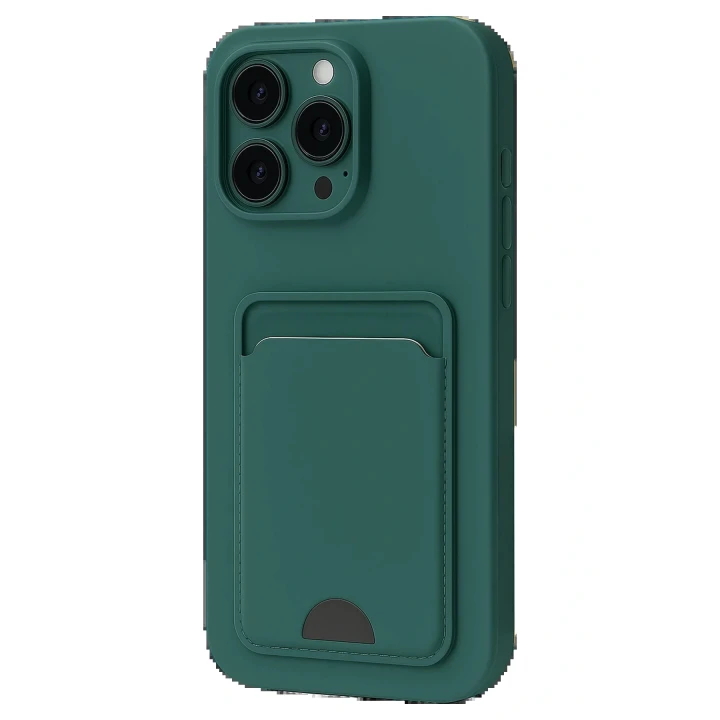 iPhone 16 Pro Max Kılıf Kelvin Kartvizitli Silikon - Koyu Yeşil