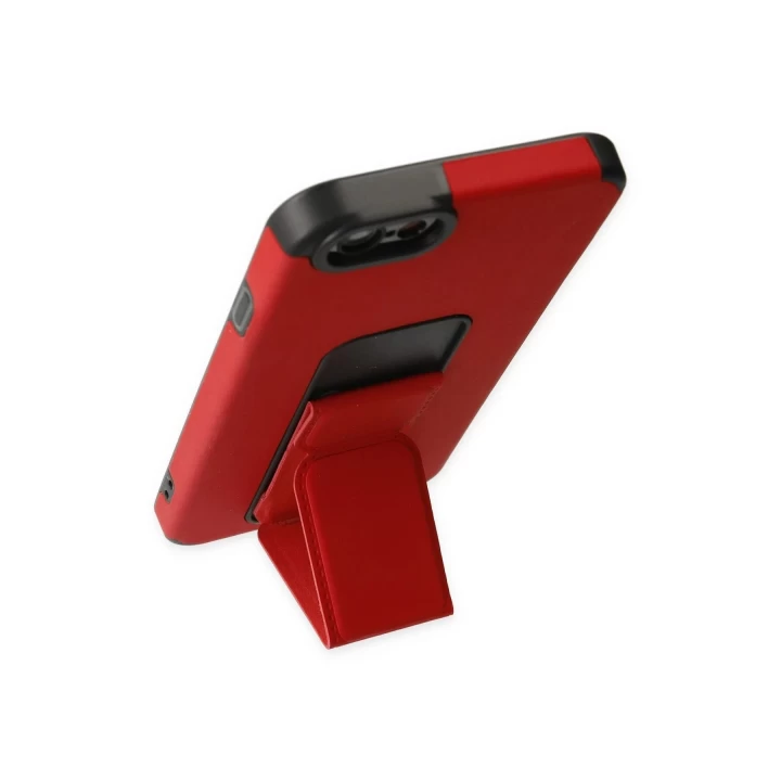 iPhone 6 Kılıf Mega Standlı Silikon - Kırmızı