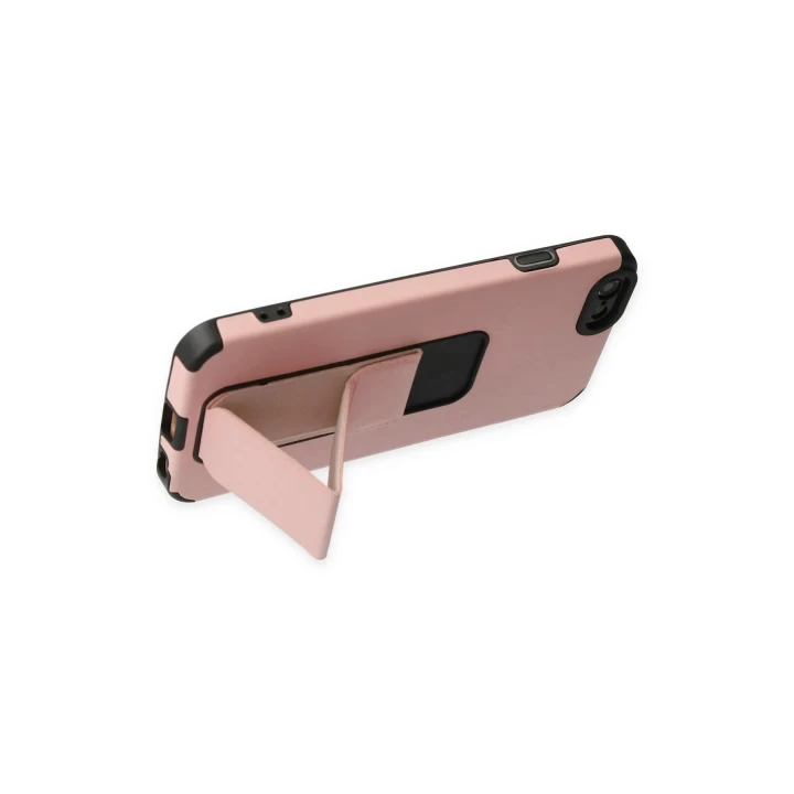 iPhone 6 Kılıf Mega Standlı Silikon - Pudra