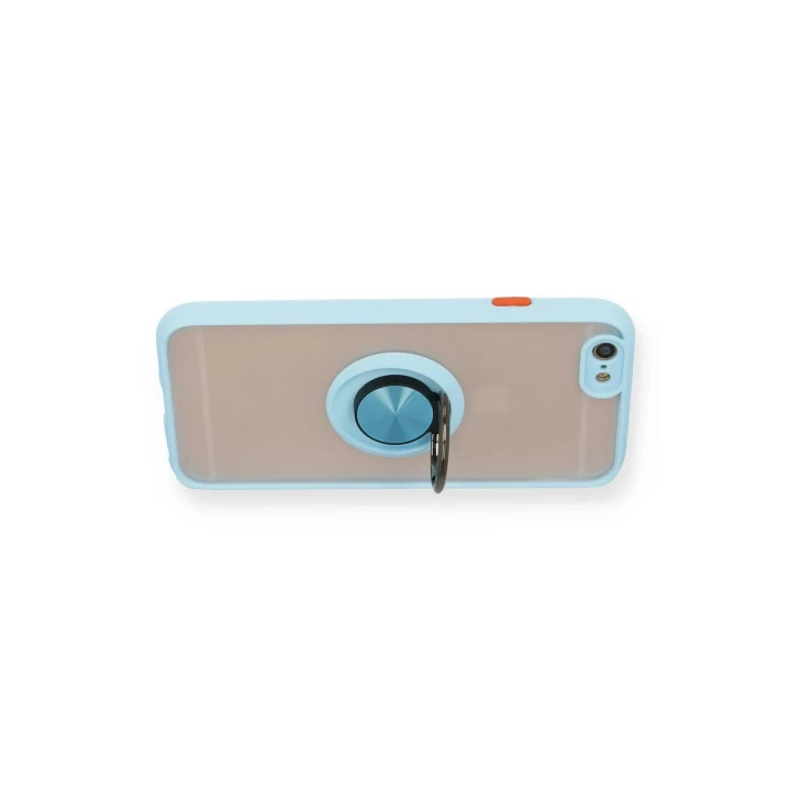 iPhone 6 Kılıf Montreal Yüzüklü Silikon Kapak - Buz Mavi