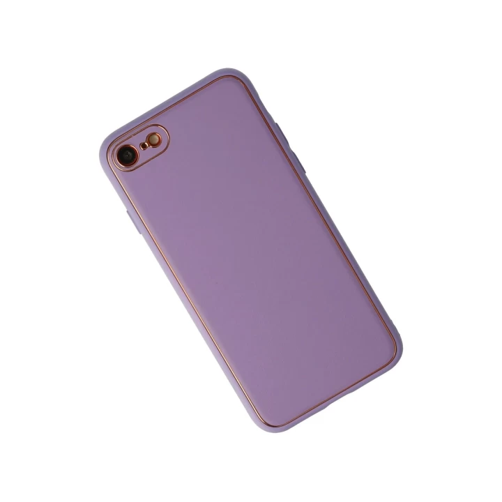 iPhone 7 Kılıf Coco Deri Silikon Kapak - Lila