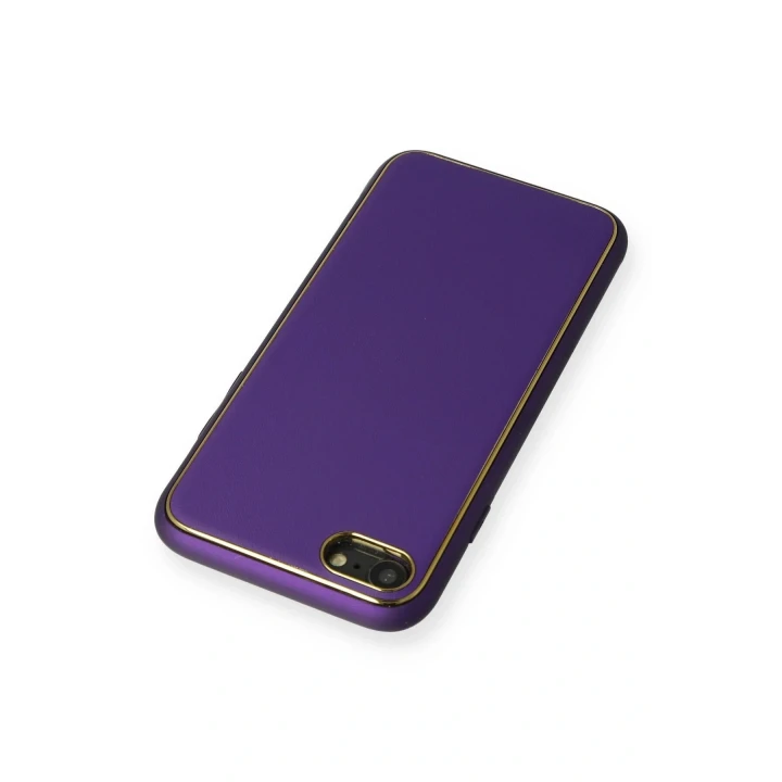 iPhone 7 Kılıf Coco Deri Silikon Kapak - Mor