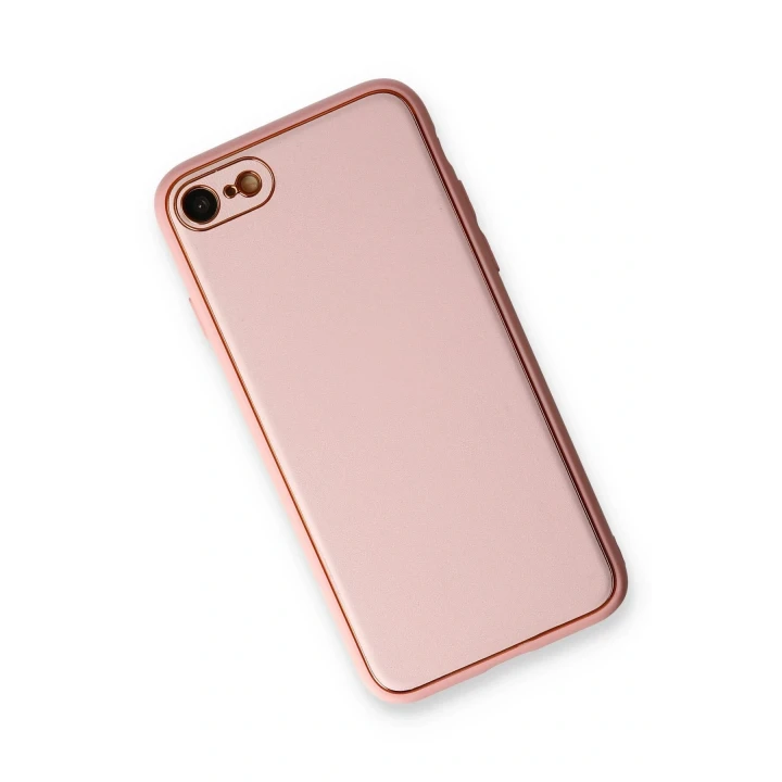 iPhone 7 Kılıf Coco Deri Silikon Kapak - Pudra