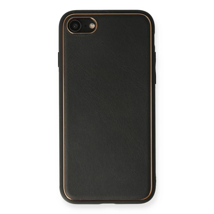 iPhone 7 Kılıf Coco Deri Silikon Kapak - Siyah
