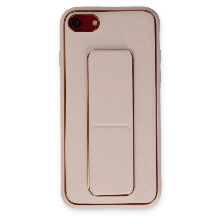 iPhone 7 Kılıf Coco Deri Standlı Kapak - Pudra