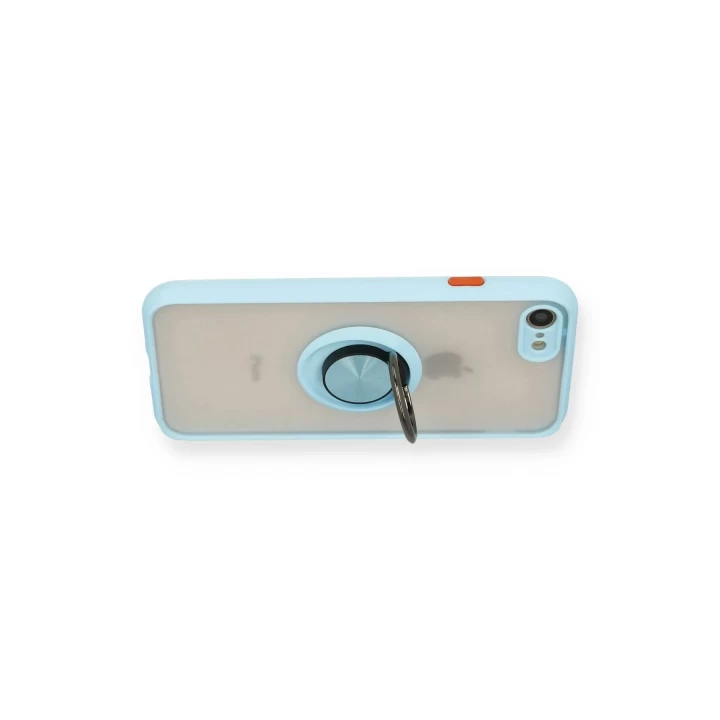 iPhone 7 Kılıf Montreal Yüzüklü Silikon Kapak - Buz Mavi