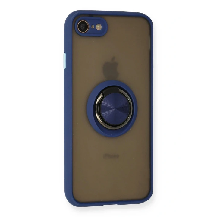 iPhone 7 Kılıf Montreal Yüzüklü Silikon Kapak - Lacivert