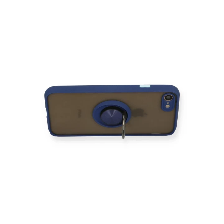 iPhone 7 Kılıf Montreal Yüzüklü Silikon Kapak - Lacivert