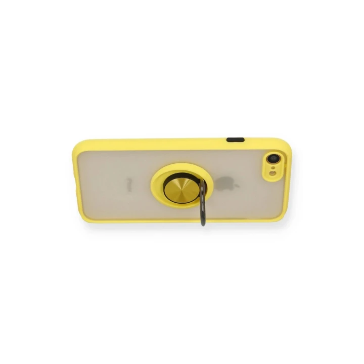 iPhone 7 Kılıf Montreal Yüzüklü Silikon Kapak - Sarı