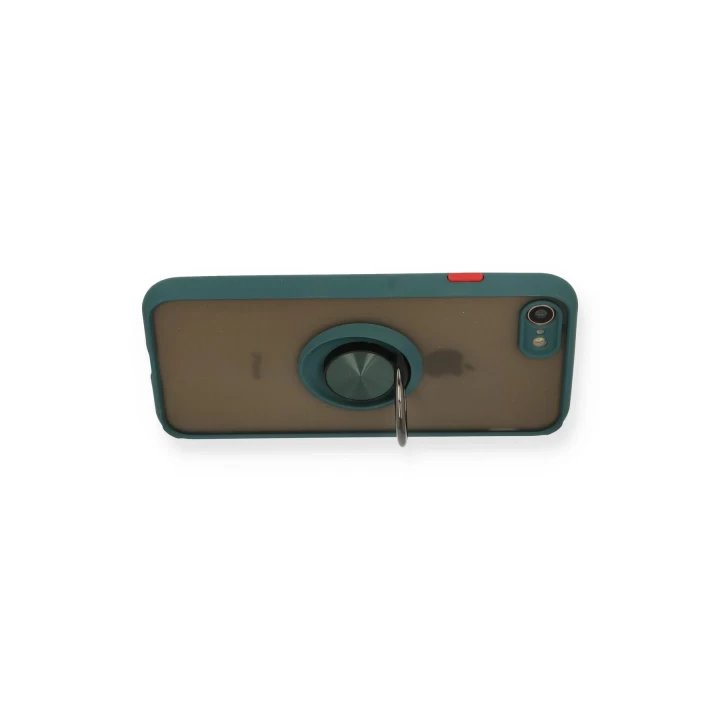 iPhone 7 Kılıf Montreal Yüzüklü Silikon Kapak - Yeşil