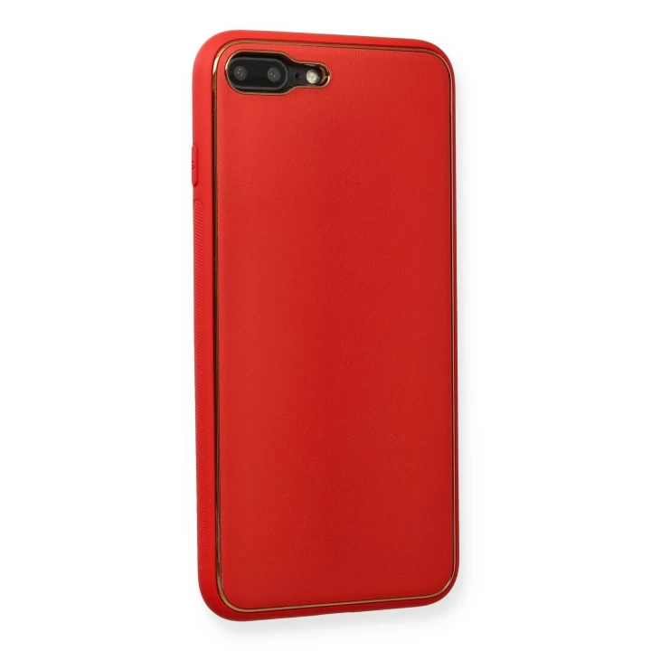 iPhone 7 Plus Kılıf Coco Deri Silikon Kapak - Kırmızı