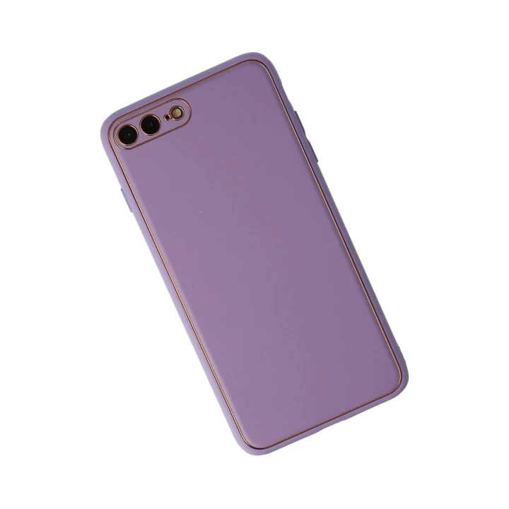 iPhone 7 Plus Kılıf Coco Deri Silikon Kapak - Lila