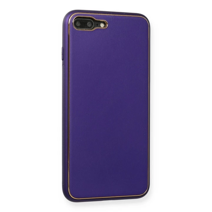 iPhone 7 Plus Kılıf Coco Deri Silikon Kapak - Mor